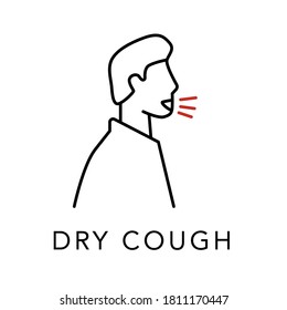 corona symptoms dry cough line icon vector symbol