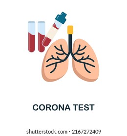Corona Prueba el icono plano. Signo de elemento coloreado de la colección de medicinas en línea. Señal de icono de Flat Corona Tets para diseño web, infografías y más.