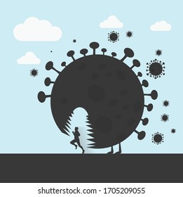 Corona Trying to Infect Man Vector Art