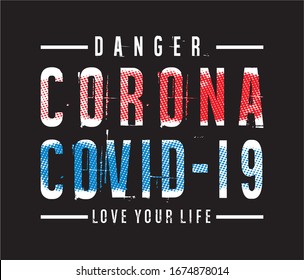 corona typography for print t shirt  