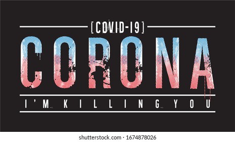 corona typography for print t shirt  