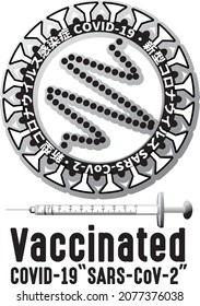 Corona vaccine inoculated image with Corona mark with Japanese and English word