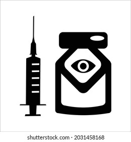 Corona vaccine, protection, injection, virus, covid-19 icon. Black vector graphics.