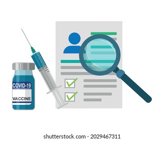 corona vaccine, research survey data. vaccination report patient card. health concept.
