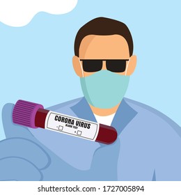 Corona Vektordesign, der Arzt überprüft das Blut des Korona-Patienten