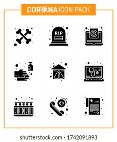 Corona virus 2019 and 2020 epidemic 9 Solid Glyph Black icon pack such as  home; wash; file; soap; cleaning viral coronavirus 2019-nov disease Vector Design Elements
