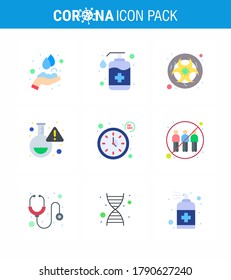 Corona virus 2019 and 2020 epidemic 9 Flat Color icon pack such as  virus; lab; wash; flask; science viral coronavirus 2019-nov disease Vector Design Elements