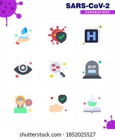 Corona Virus 2019 And 2020 Epidemic 9 Flat Color Icon Pack Such As  Sample; Lab; Hospital; Blood; Eyesight Viral Coronavirus 2019-nov Disease Vector Design Elements