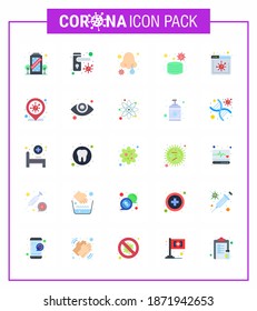 Corona virus 2019 and 2020 epidemic 25 Flat Color icon pack such as news; safety; cold; medical; face viral coronavirus 2019-nov disease Vector Design Elements