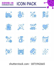 Corona virus 2019 and 2020 epidemic 16 Blue icon pack such as list; bacteria; coronavirus; safety; doorknob viral coronavirus 2019-nov disease Vector Design Elements