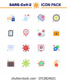Corona virus 2019 and 2020 epidemic 16 Flat Color icon pack such as warning; lab; coffin; hazard; skull viral coronavirus 2019-nov disease Vector Design Elements