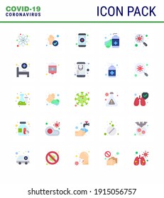 Corona virus 2019 and 2020 epidemic 25 Flat Color icon pack such as germs; bacteria; medical; hands care; hand sanitizer viral coronavirus 2019-nov disease Vector Design Elements
