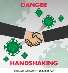 corona virus 2019. the most transmission of corona virus from handshaking concept for background healthcare and medical. vector illustration