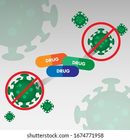 corona. corona virus 2019. Stop virus corona cure with drug concept for background healthcare and medical. vector illustration