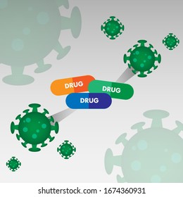 corona. corona virus 2019. Stop virus corona with drug concept for background healthcare and medical. vector illustration