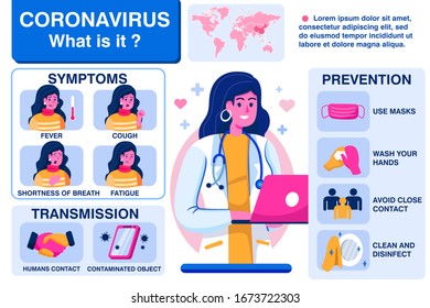 Corona virus 2019 symptoms and prevention infographic. 2019-nCOV cases around the world. Vector Illustration