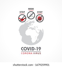 Corona Virus 2019-20. Wuhan virus disease, virus infections prevention methods,Logo, symbol & how to prevent.

