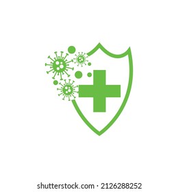 corona virus 2019-nCoV or bacteriaprotection logo.shield to protection bacterial flat logo isolated on white backround.