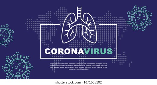 corona virus 2019-nCoV banner infographics. China pathogen respiratory coronavirus. Flu and lung disease  spreading of world. Dangerous Chinese ncov corona virus, risk alert.