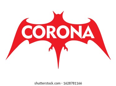 Corona Virus 2019-nCoV Bat vampire logo, vector flat design