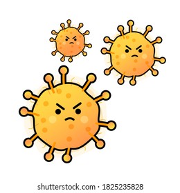 Corona virus 2019-nCoV Emoji pattern on white background. Physical distancing. Corona Virus in Wuhan, China, Global Spread. Dangerous chinesse virus. Concept of icon of stopping corona viruses. 