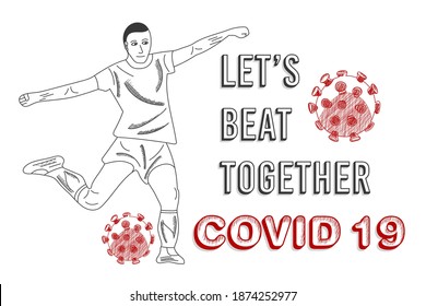 Corona virus 2019-nCoV illustration with an athlete fighting the virus.