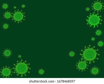 Corona virus 2019-ncov influenza Microscopic view On a green background