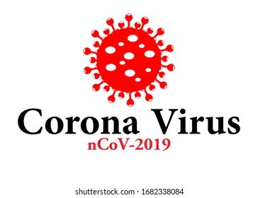 Corona virus 2019-nCoV. Corona virus logo. red and black background isolated. China pathogen respiratory infection. influenza pandemic. version of Corona-virus. Vector illustration icon
