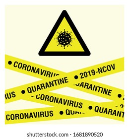 Corona virus 2019-nCoV Quarantine Ribbon Vector illustration. Global Pandemic COVID-19 Caution Concept Symbol