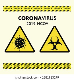 Corona virus 2019-nCoV Quarantine Ribbon Vector illustration. Global Pandemic COVID-19 Caution Concept Symbol
