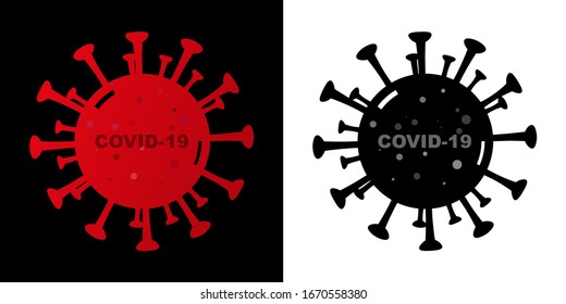 Corona Virus, (2019-nCoV). Red virus disease on black background and white Red virus disease on white background 