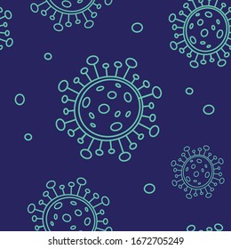 Corona Virus 2019-nCoV Seamless Pattern. Corona Virus In Wuhan, China, Global Spread, And Concept Stopping Corona Virus. Flu And Lung Disease Spreading Of World. Dangerous Illness Corona Virus