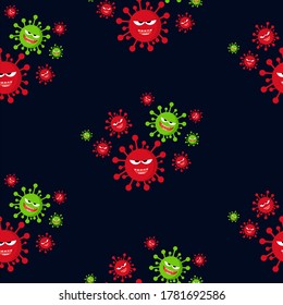 Corona Virus 2019-nCoV Seamless Pattern. Corona Virus In Wuhan. Flu And Lung Disease Spreading Of World. Dangerous Chinese Ncov Corona Virus, Risk Alert. Navy Background Powerpoint Template