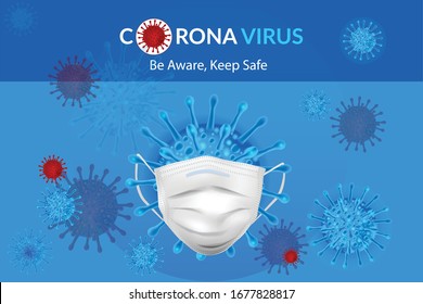 Corona-Virus. 2019-nCoV Corona viren Influenza als gefährliche Grippeviruserkrankungen als Pandemie. Medizinische Gesichtsmaske. COVID-19 neuartiges Corona-Virus-Konzept. Corona-Virus in China, Italien, Kanada, USA, Indien.