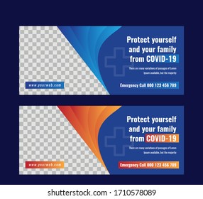 Corona virus 2019-nCoV, web banner design, web banner for posting information, illustration of deadly virus, corona virus infection, Covid 19 Virus concept.