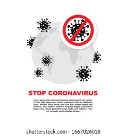 Corona Virus. 2019-nCoV. Corona Virus in Wuhan, China, Global Spread, and Concept of Icon of Stopping Corona Virus