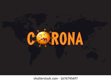 Corona Virus. 2019-nCoV. Corona Virus in Wuhan, China, Global Spread, and Concept Stopping Corona Virus. Flu and lung disease spreading of world.