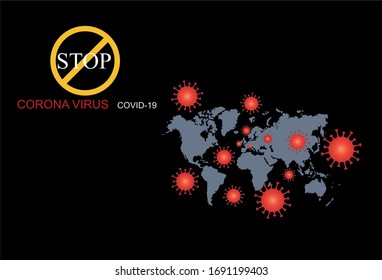 Corona Virus. 2019-nCoV. Corona Virus in Wuhan, China, Global Spread, and Concept Stopping Corona Virus. Flu and lung disease spreading of world.EPS10 Illustration.