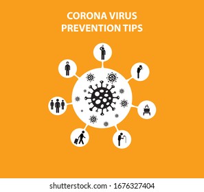 Corona Virus 2020 awareness poster design. vector design, orange background with text.