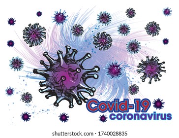 Corona Virus 2020 or covid-19. Hand drawn vector illustrations.