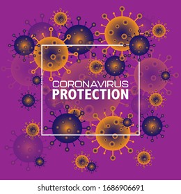 Corona Virus 2020, virus infections. Coronavirus (2019-nCoV). Virus Covid 19-NCP. Background with realistic blue and orange virus cells. Symbol vector illustration.