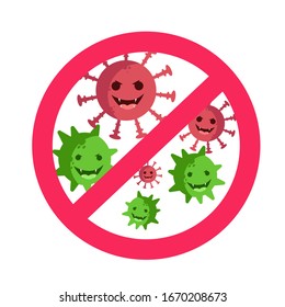 Corona Virus 2020. Wuhan disease. Vector illustration stop Virus symbol. 