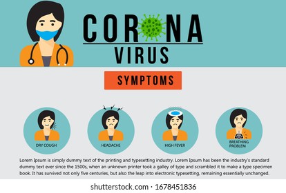 Corona Virus 2020. Wuhan virus disease.Covid-19 Virus symptoms infographics template.Wuhan corona virus illustration,icon and symbol design.