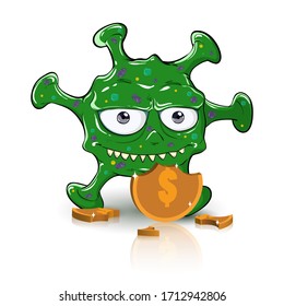 Corona Virus 2020.covid-19. Coronavirus hits the market. Economy fallout. Covid-19 crisis or Coronavirus impact on economic. Vector illustration.