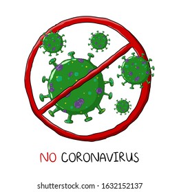 Corona Virus 2020.covid-19.Coronavirus stop sign.coronavirus is crossed out with red STOP sign.Virus corona vectors.vector illustration.