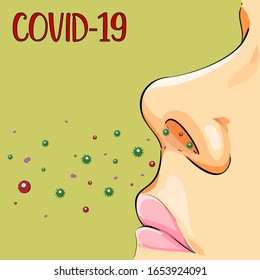 Corona Virus 2020.covid-19.Humans Inhales pathogen particles or spreads diseases.Virus corona vectors.Cartoon style coronal virus.White background.vector illustration.