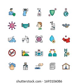 Corona Virus 25 Set Lineal Color Icon Pack