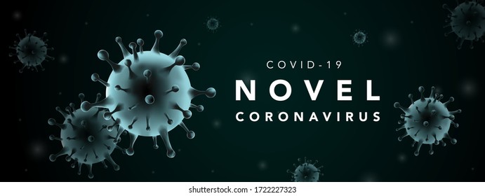 Antecedentes 3d del virus Corona sobre fondo azul. Ilustración vectorial de virus, bacterias, gripe, alergia, atención médica, concepto de microbiología.