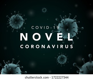 Corona virus 3d background on blue background. Vector illustration of virus, bacteria, flu, allergy, medical healthcare, microbiology concept.