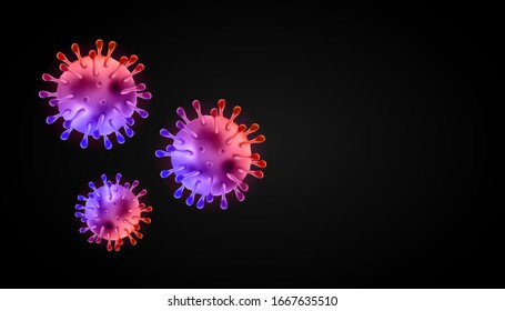 Corona Virus 3d Realistic Vector Dark Stock Vector (Royalty Free ...